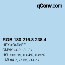 カラーコード: RGB 180 216.8 238.4 | qconv.com