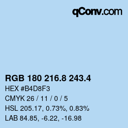 カラーコード: RGB 180 216.8 243.4 | qconv.com