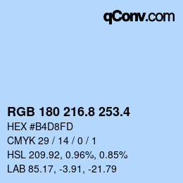 カラーコード: RGB 180 216.8 253.4 | qconv.com