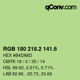 カラーコード: RGB 180 218.2 141.6 | qconv.com
