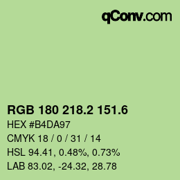 カラーコード: RGB 180 218.2 151.6 | qconv.com