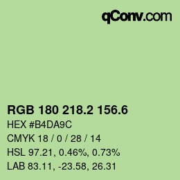 カラーコード: RGB 180 218.2 156.6 | qconv.com