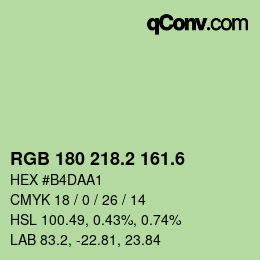 カラーコード: RGB 180 218.2 161.6 | qconv.com