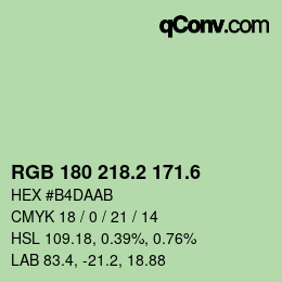 カラーコード: RGB 180 218.2 171.6 | qconv.com