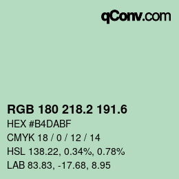 カラーコード: RGB 180 218.2 191.6 | qconv.com