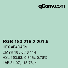 カラーコード: RGB 180 218.2 201.6 | qconv.com