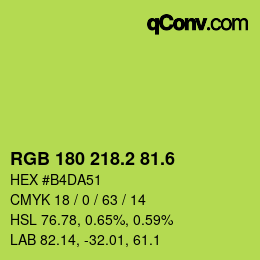カラーコード: RGB 180 218.2 81.6 | qconv.com
