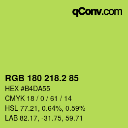 カラーコード: RGB 180 218.2 85 | qconv.com