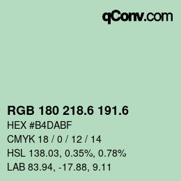 カラーコード: RGB 180 218.6 191.6 | qconv.com