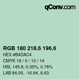 カラーコード: RGB 180 218.6 196.6 | qconv.com