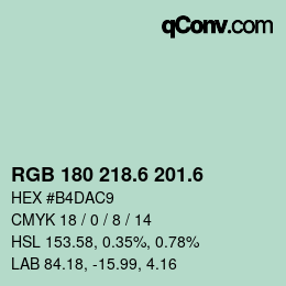 カラーコード: RGB 180 218.6 201.6 | qconv.com