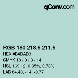 カラーコード: RGB 180 218.6 211.6 | qconv.com
