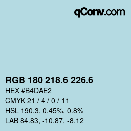 カラーコード: RGB 180 218.6 226.6 | qconv.com