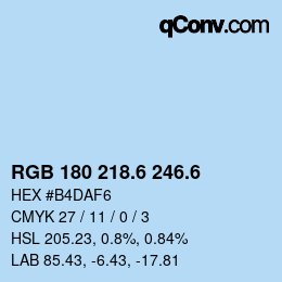 カラーコード: RGB 180 218.6 246.6 | qconv.com
