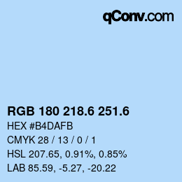 カラーコード: RGB 180 218.6 251.6 | qconv.com