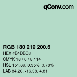 カラーコード: RGB 180 219 200.6 | qconv.com