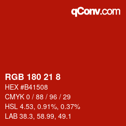 Color code: RGB 180 21 8 | qconv.com