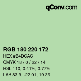 颜色代码: RGB 180 220 172 | qconv.com