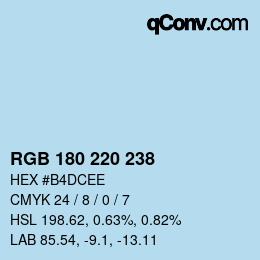 Farbcode: RGB 180 220 238 | qconv.com