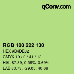 颜色代码: RGB 180 222 130 | qconv.com