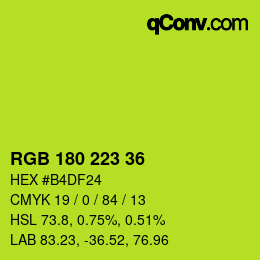 Color code: RGB 180 223 36 | qconv.com