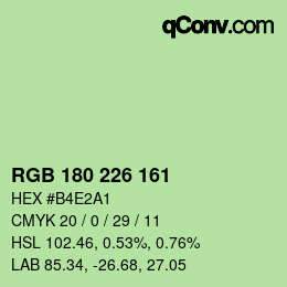 カラーコード: RGB 180 226 161 | qconv.com