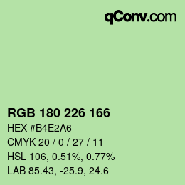 Color code: RGB 180 226 166 | qconv.com