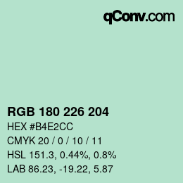 カラーコード: RGB 180 226 204 | qconv.com