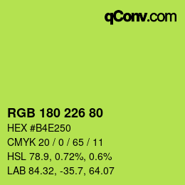 Color code: RGB 180 226 80 | qconv.com