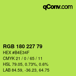 Color code: RGB 180 227 79 | qconv.com