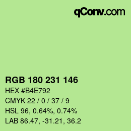Código de color: RGB 180 231 146 | qconv.com