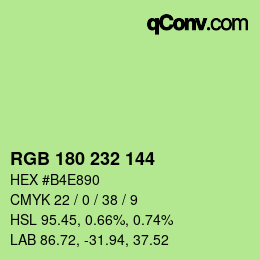 カラーコード: RGB 180 232 144 | qconv.com