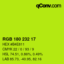 Color code: RGB 180 232 17 | qconv.com