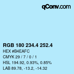 カラーコード: RGB 180 234.4 252.4 | qconv.com