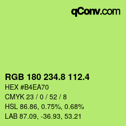 カラーコード: RGB 180 234.8 112.4 | qconv.com