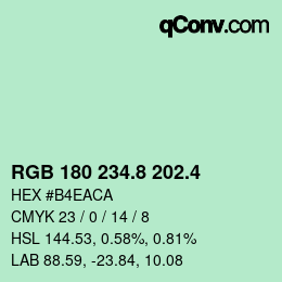 カラーコード: RGB 180 234.8 202.4 | qconv.com