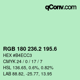 カラーコード: RGB 180 236.2 195.6 | qconv.com