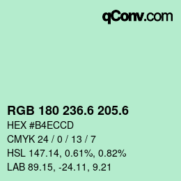 カラーコード: RGB 180 236.6 205.6 | qconv.com
