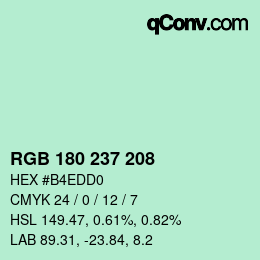 Color code: RGB 180 237 208 | qconv.com