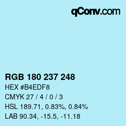 Color code: RGB 180 237 248 | qconv.com
