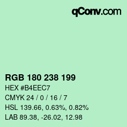 Color code: RGB 180 238 199 | qconv.com