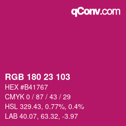 Color code: RGB 180 23 103 | qconv.com