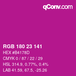 Color code: RGB 180 23 141 | qconv.com
