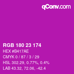 カラーコード: RGB 180 23 174 | qconv.com