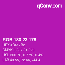 Color code: RGB 180 23 178 | qconv.com