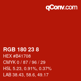 Color code: RGB 180 23 8 | qconv.com