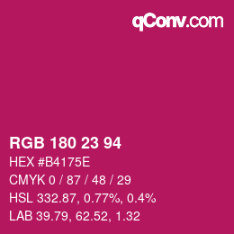 Color code: RGB 180 23 94 | qconv.com