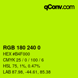 Color code: RGB 180 240 0 | qconv.com