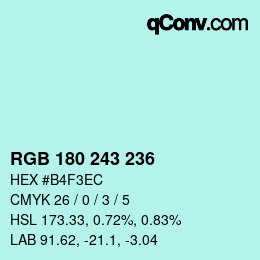 Color code: RGB 180 243 236 | qconv.com