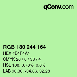颜色代码: RGB 180 244 164 | qconv.com